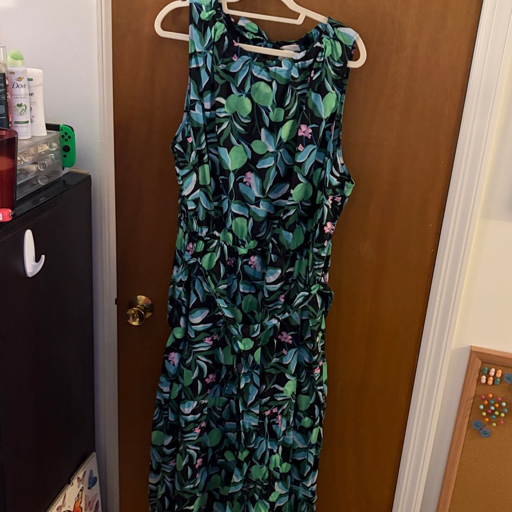 Ava & Viv Green Leafy Floral Maxi Dress Size 3X
